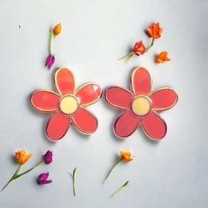 Ben Amun Enamel Flower Clip Earrings